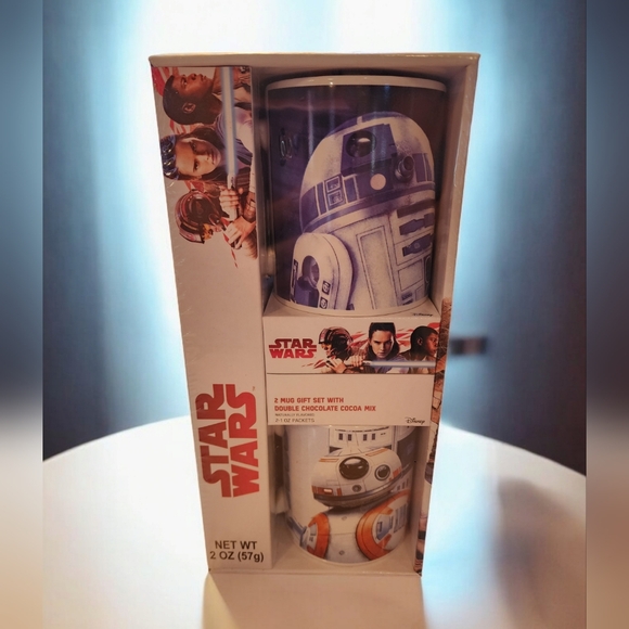 Disney Star Wars 2 Mugs Gift Set with Chocolate Cocoa Mix (R2-D2 & BB-8) Sealed - Picture 1 of 3